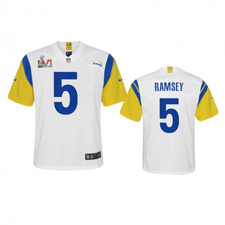 Los Angeles Rams #5 Jalen Ramsey Youth Super Bowl LVI Patch Nike Alternate Game NFL Jersey - White