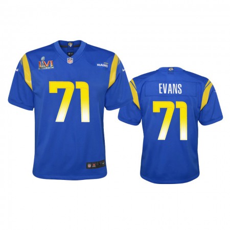 Los Angeles Rams #71 Bobby Evans Youth Super Bowl LVI Patch Nike Game NFL Jersey - Royal