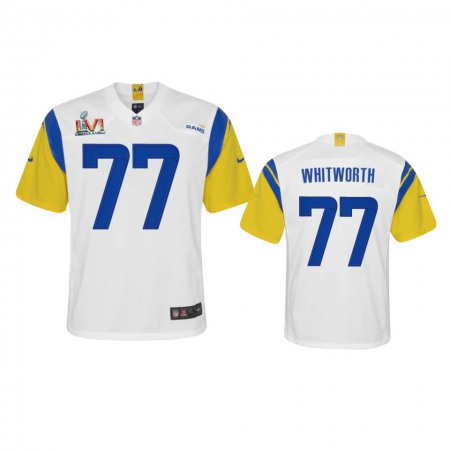 Los Angeles Rams #77 Andrew Whitworth Youth Super Bowl LVI Patch Nike Alternate Game NFL Jersey - White