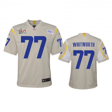 Los Angeles Rams #77 Andrew Whitworth Youth Super Bowl LVI Patch Nike Game NFL Jersey - Bone