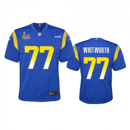 Los Angeles Rams #77 Andrew Whitworth Youth Super Bowl LVI Patch Nike Game NFL Jersey - Royal