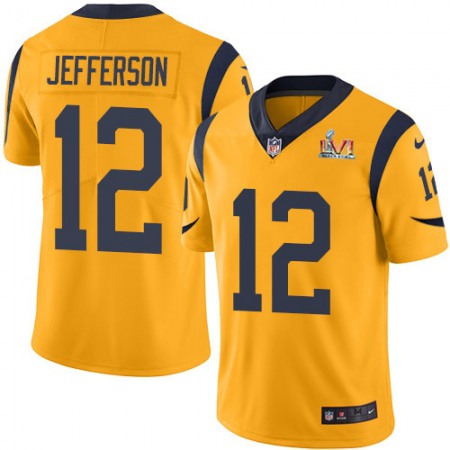 Nike Rams #12 Van Jefferson Gold Super Bowl LVI Patch Youth Stitched NFL Limited Rush Jersey