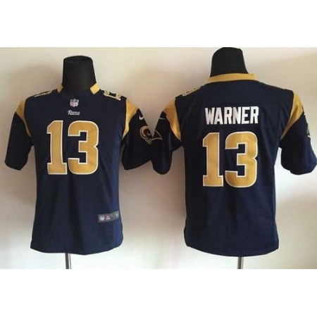 Nike Rams #13 Kurt Warner Navy Blue Team Color Youth Stitched NFL Elite Jersey