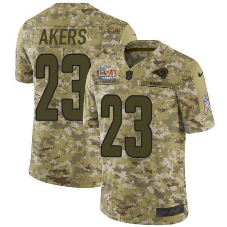 Nike Rams #23 Cam Akers Camo Super Bowl LVI Patch Youth Stitched NFL Limited 2018 Salute To Service Jersey