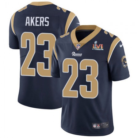 Nike Rams #23 Cam Akers Navy Blue Team Color Super Bowl LVI Patch Youth Stitched NFL Vapor Untouchable Limited Jersey