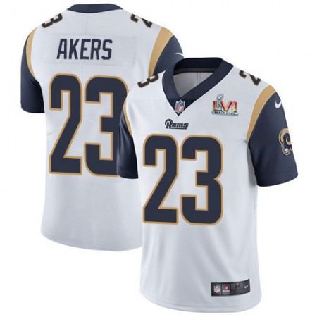 Nike Rams #23 Cam Akers White Super Bowl LVI Patch Youth Stitched NFL Vapor Untouchable Limited Jersey