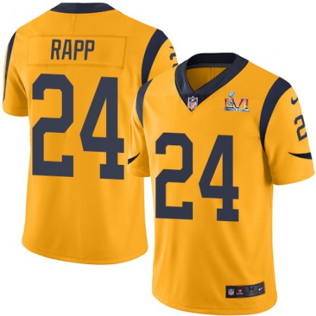 Nike Rams #24 Taylor Rapp Gold Super Bowl LVI Patch Youth Stitched NFL Limited Rush Jersey