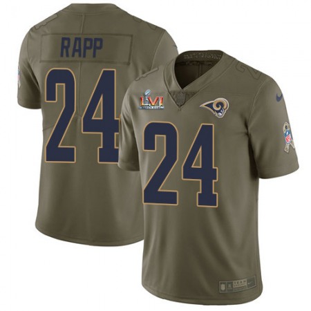 Nike Rams #24 Taylor Rapp Olive Super Bowl LVI Patch Youth Stitched NFL Limited 2017 Salute to Service Jersey