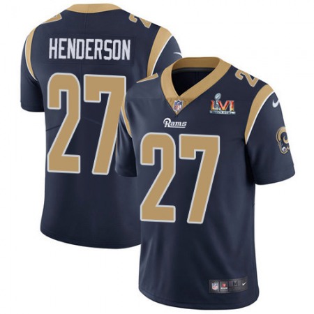 Nike Rams #27 Darrell Henderson Navy Blue Team Color Super Bowl LVI Patch Youth Stitched NFL Vapor Untouchable Limited Jersey