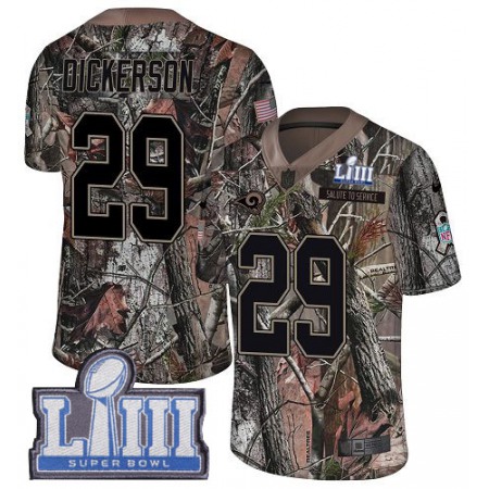 Nike Rams #29 Eric Dickerson Camo Super Bowl LIII Bound Youth Stitched NFL Limited Rush Realtree Jersey