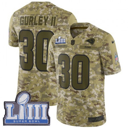 Nike Rams #30 Todd Gurley II Camo Super Bowl LIII Bound Youth Stitched NFL Limited 2018 Salute to Service Jersey