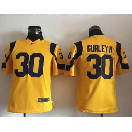 Nike Rams #30 Todd Gurley II Gold Youth Stitched NFL Elite Rush Jersey