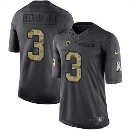 Nike Rams #3 Odell Beckham Jr. Black Youth Stitched NFL Limited 2016 Salute to Service Jersey