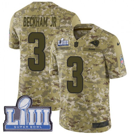 Nike Rams #3 Odell Beckham Jr. Camo Super Bowl LIII Bound Youth Stitched NFL Limited 2018 Salute to Service Jersey