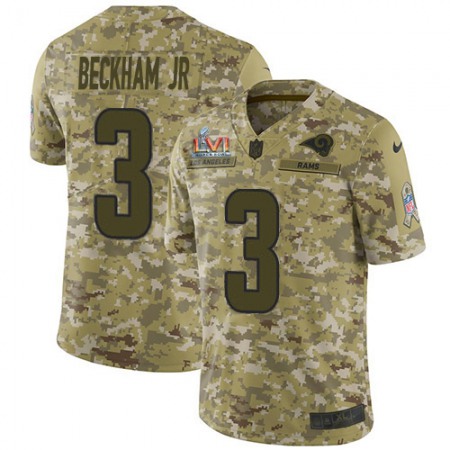 Nike Rams #3 Odell Beckham Jr. Camo Super Bowl LVI Patch Youth Stitched NFL Limited 2018 Salute To Service Jersey