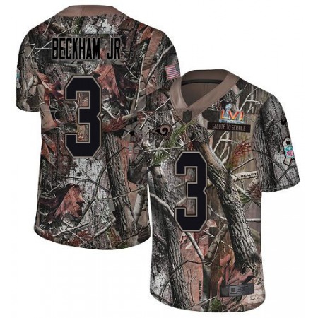 Nike Rams #3 Odell Beckham Jr. Camo Super Bowl LVI Patch Youth Stitched NFL Limited Rush Realtree Jersey