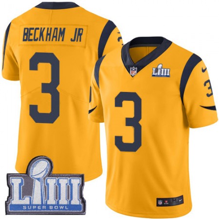 Nike Rams #3 Odell Beckham Jr. Gold Super Bowl LIII Bound Youth Stitched NFL Limited Rush Jersey