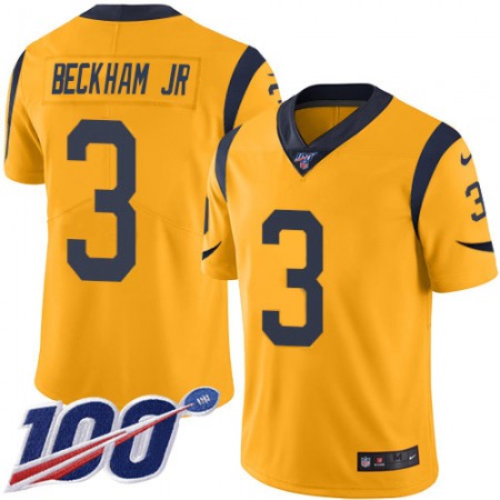 Nike Rams #3 Odell Beckham Jr. Gold Youth Stitched NFL Limited Rush 100th Season Jersey