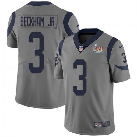 Nike Rams #3 Odell Beckham Jr. Gray Super Bowl LVI Patch Youth Stitched NFL Limited Inverted Legend Jersey
