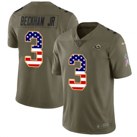 Nike Rams #3 Odell Beckham Jr. Olive/USA Flag Youth Stitched NFL Limited 2017 Salute To Service Jersey