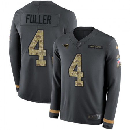 Nike Rams #4 Jordan Fuller Anthracite Salute to Service Youth Stitched NFL Limited Therma Long Sleeve Jersey
