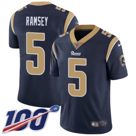 Nike Rams #5 Jalen Ramsey Navy Blue Team Color Youth Stitched NFL 100th Season Vapor Limited Jersey