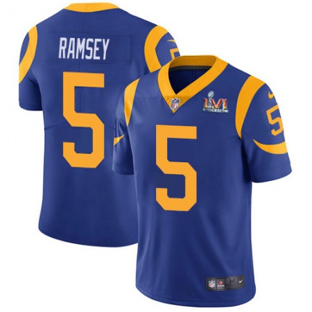 Nike Rams #5 Jalen Ramsey Royal Blue Alternate Super Bowl LVI Patch Youth Stitched NFL Vapor Untouchable Limited Jersey