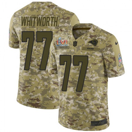 Nike Rams #77 Andrew Whitworth Camo Super Bowl LVI Patch Youth Stitched NFL Limited 2018 Salute To Service Jersey