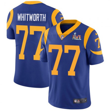 Nike Rams #77 Andrew Whitworth Royal Blue Alternate Super Bowl LVI Patch Youth Stitched NFL Vapor Untouchable Limited Jersey