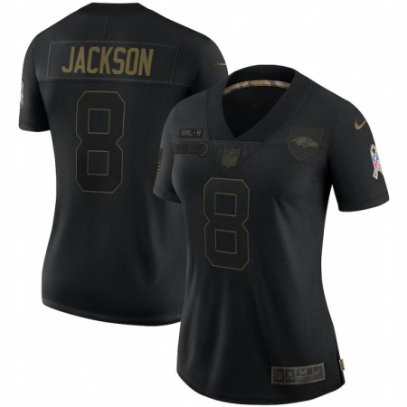 Baltimore Ravens #8 Lamar Jackson Nike Women's 2020 Salute To Service Limited Jersey Black