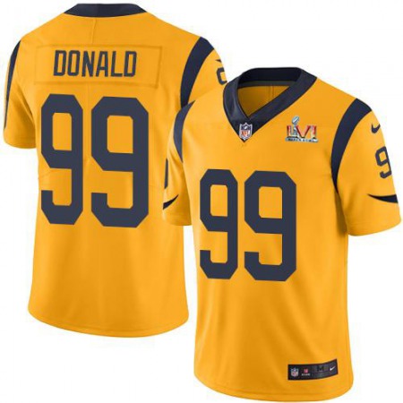 Nike Rams #99 Aaron Donald Gold Super Bowl LVI Patch Youth Stitched NFL Limited Rush Jersey