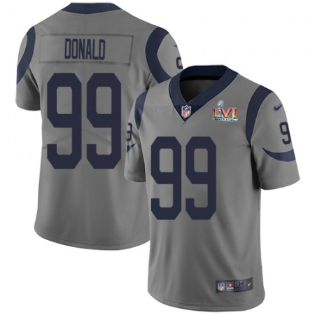 Nike Rams #99 Aaron Donald Gray Super Bowl LVI Patch Youth Stitched NFL Limited Inverted Legend Jersey
