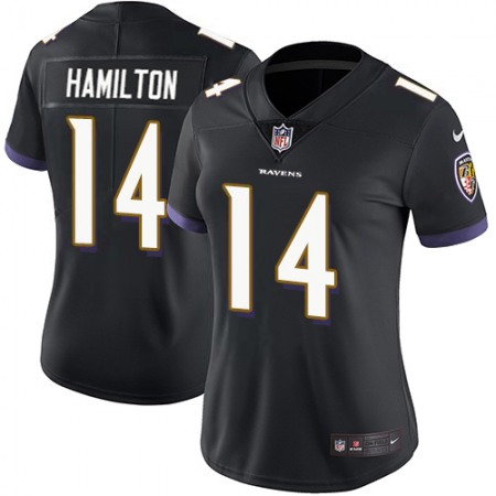 Nike Ravens #14 Kyle Hamilton Black Alternate Women's Stitched NFL Vapor Untouchable Limited Jersey