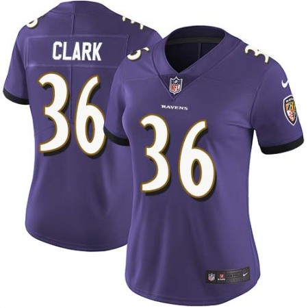 Nike Ravens #36 Chuck Clark Purple Team Color Women's Stitched NFL Vapor Untouchable Limited Jersey