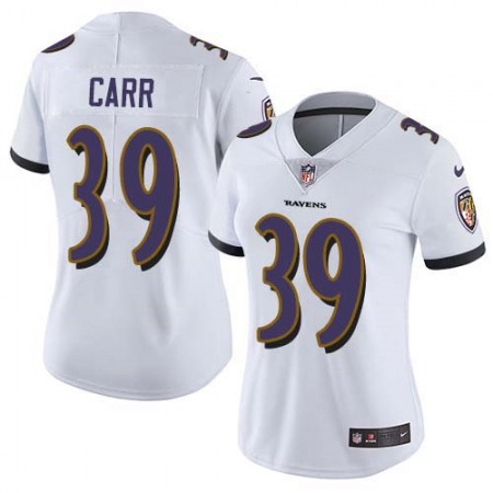 Nike Ravens #39 Brandon Carr White Women's Stitched NFL Vapor Untouchable Limited Jersey