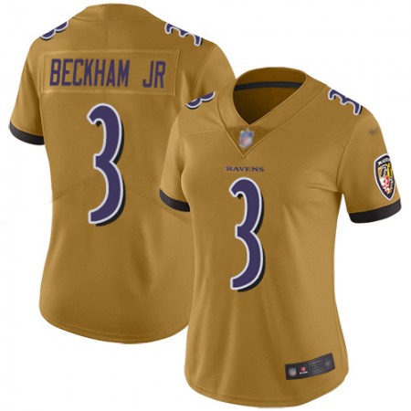 Nike Ravens #3 Odell Beckham Jr. Gold Women's Stitched NFL Limited Inverted Legend Jersey