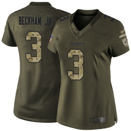 Nike Ravens #3 Odell Beckham Jr. Green Women's Stitched NFL Limited 2015 Salute to Service Jersey