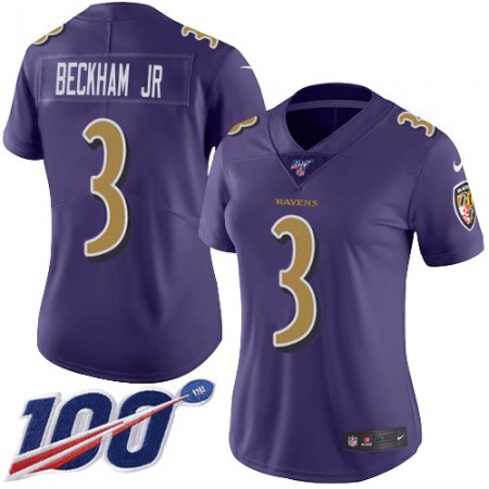 Nike Ravens #3 Odell Beckham Jr. Purple Women's Stitched NFL Limited Rush 100th Season Jersey