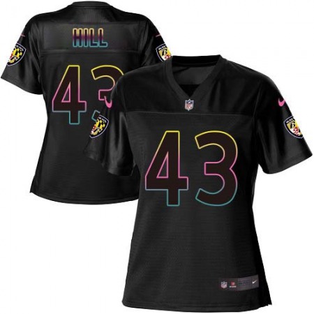 Nike Ravens #43 Justice Hill Black Women's NFL Fashion Game Jersey