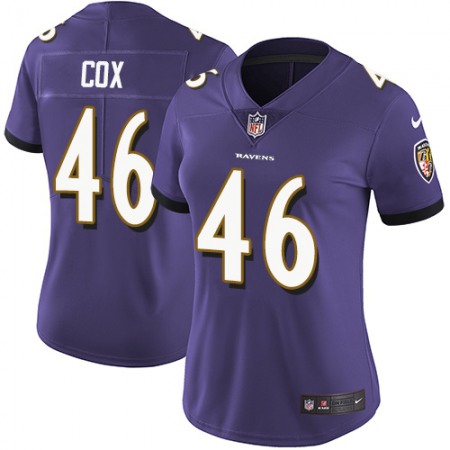 Nike Ravens #46 Morgan Cox Purple Team Color Women's Stitched NFL Vapor Untouchable Limited Jersey
