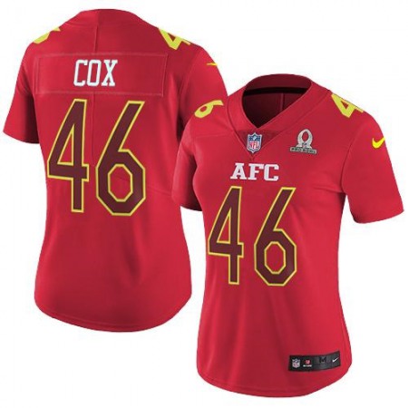 Nike Ravens #46 Morgan Cox Red Women's Stitched NFL Limited AFC 2017 Pro Bowl Jersey