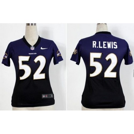 Nike Ravens #52 Ray Lewis Purple/Black Women's Stitched NFL Elite Fadeaway Fashion Jersey