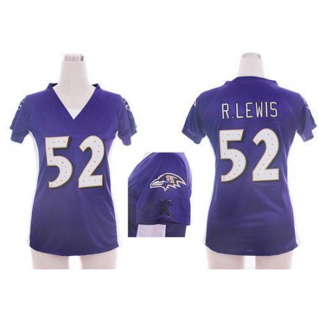 Nike Ravens #52 Ray Lewis Purple Team Color Draft Him Name & Number Top Women's Stitched NFL Elite Jersey