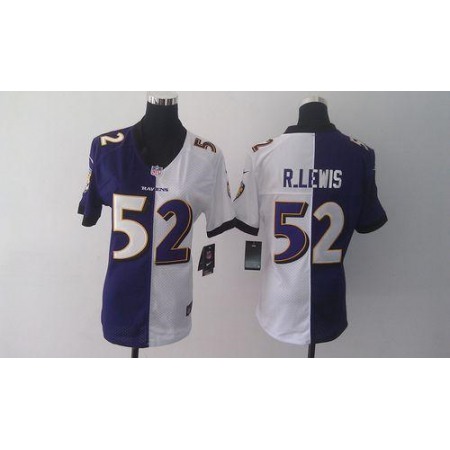 Nike Ravens #52 Ray Lewis Purple/White Women's Stitched NFL Elite Split Jersey