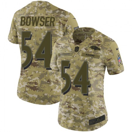 Nike Ravens #54 Tyus Bowser Camo Women's Stitched NFL Limited 2018 Salute to Service Jersey