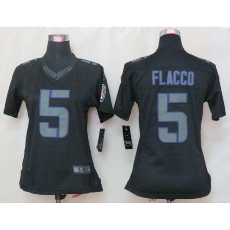 Nike Ravens #5 Joe Flacco Black Impact Women's Stitched NFL Limited Jersey