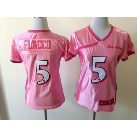 Nike Ravens #5 Joe Flacco New Pink Women's Be Luv'd Stitched NFL Elite Jersey