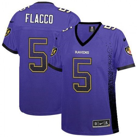 Nike Ravens #5 Joe Flacco Purple Team Color Women's Stitched NFL Elite Drift Fashion Jersey