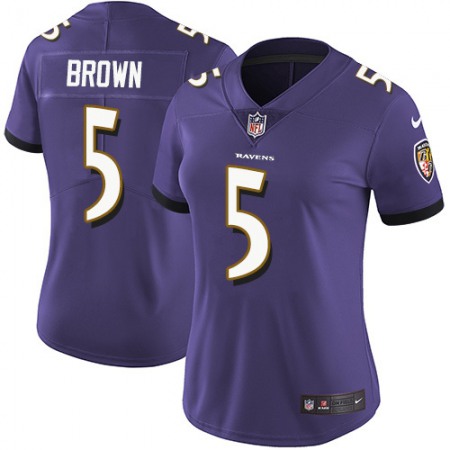 Nike Ravens #5 Marquise Brown Purple Team Color Women's Stitched NFL Vapor Untouchable Limited Jersey