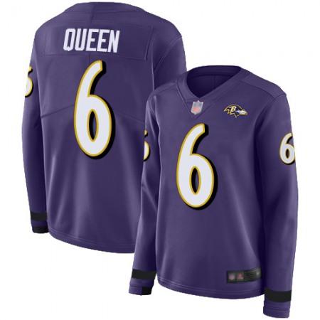 Nike Ravens #6 Patrick Queen Purple Team Color Women's Stitched NFL Limited Therma Long Sleeve Jersey